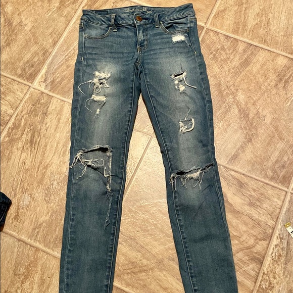 American eagle distressed jeans jeggings stretch 2 - Picture 1 of 4